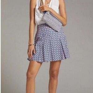 Mauve Blue and White Patterned Skater Skirt size 8